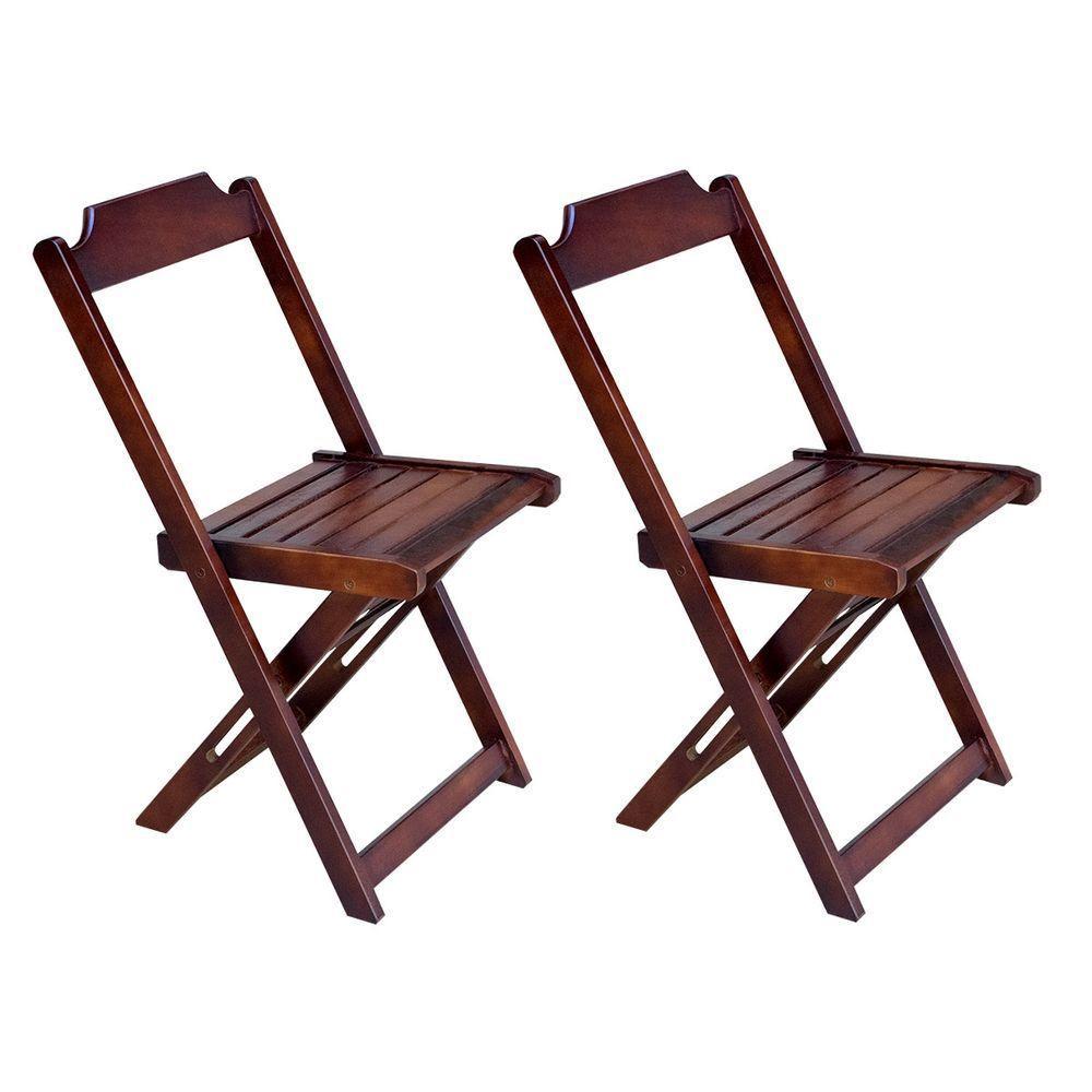 Conjunto De Mesa Dobravel Com 2 Cadeiras De Madeira 70X70 - Imbuia - 4