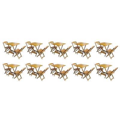 Kit 10 Conjuntos De Mesa Dobravel Com 2 Cadeiras De Madeira 70x70 - Mel