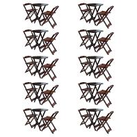 Kit 10 Jogos De Mesa Bistrô De Madeira Com 2 Cadeiras Dobravel Imbuia - Marrom - 1