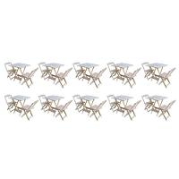 Kit 10 Conjuntos De Mesa Dobravel Com 2 Cadeiras De Madeira 70X70 - Sem Pintura - Marrom - 1