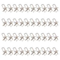 Kit 10 Conjuntos De Mesa Com 4 Cadeiras De Madeira Dobravel 70X70 Sem Pintura/Crua - Marrom - 4