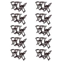 Kit 10 Jogos De Mesa Bistrô De Madeira Com 2 Cadeiras Dobravel Marrom - Marrom - 1