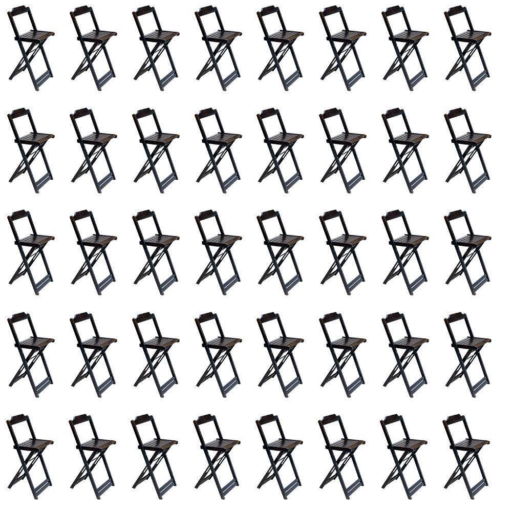 Kit 10 Jogos De Mesa Bistrô De Madeira Com 4 Cadeiras Dobravel Marrom - Marrom - 4