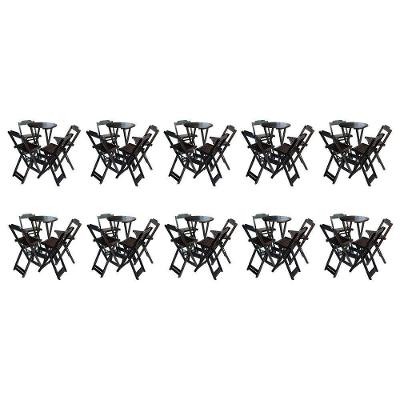 Kit 10 Jogos De Mesa Bistrô De Madeira Com 4 Cadeiras Dobravel Marrom - Marrom