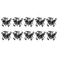 Kit 10 Jogos De Mesa Bistrô De Madeira Com 4 Cadeiras Dobravel Marrom - Marrom - 1