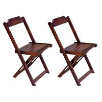 Conjunto De Mesa Dobravel Com 2 Cadeiras De Madeira 70X70 - Imbuia - 4