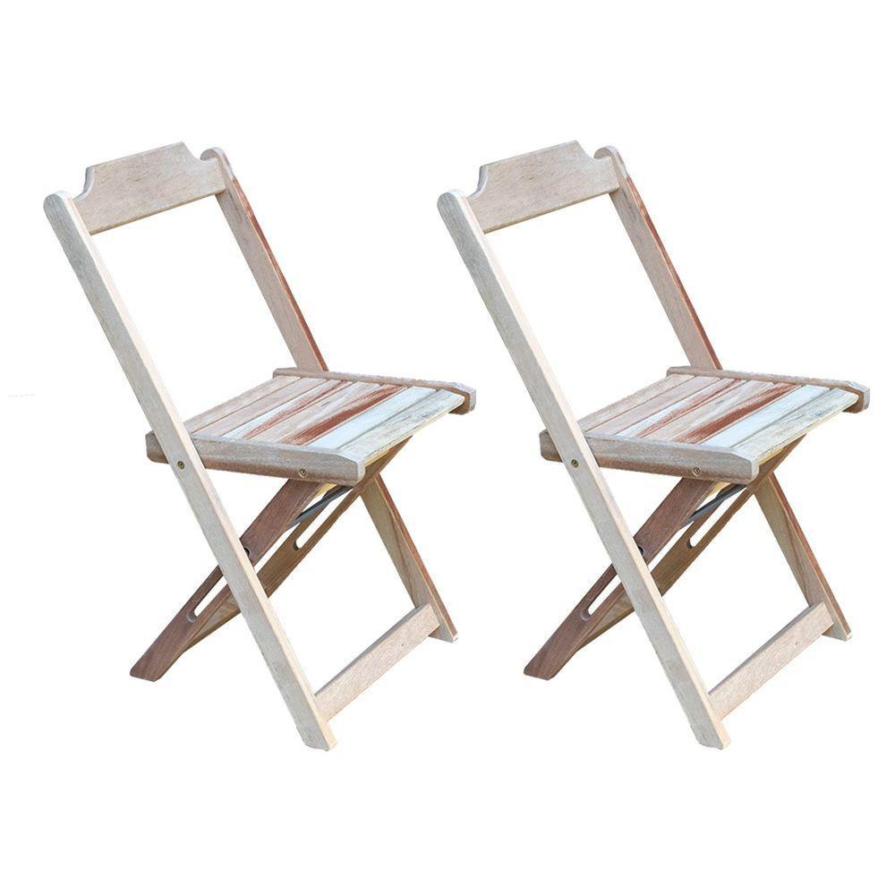 Conjunto De Mesa Dobravel Com 2 Cadeiras De Madeira 70X70 - Sem Pintura - Marrom - 4