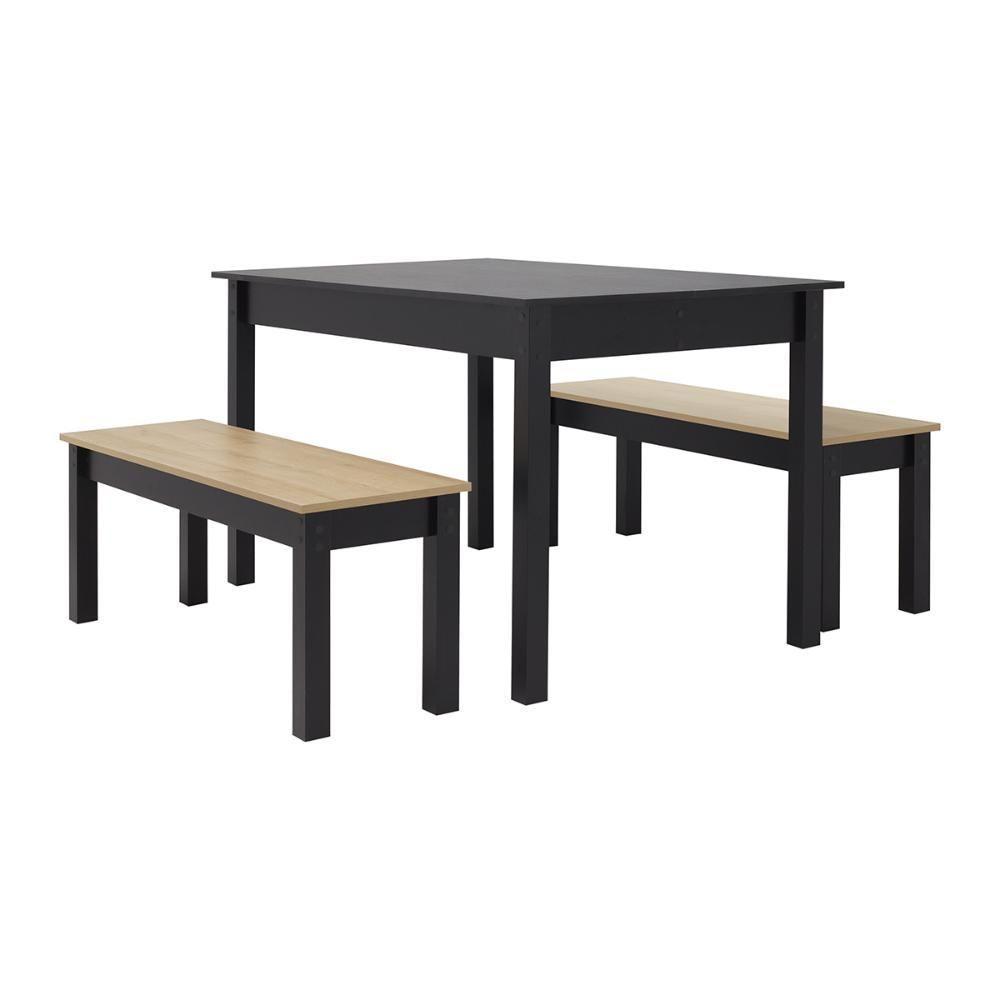 Mesa De Jantar Ditália 2bancos Ja-220+ja-225 Cor:preto Preto - 1