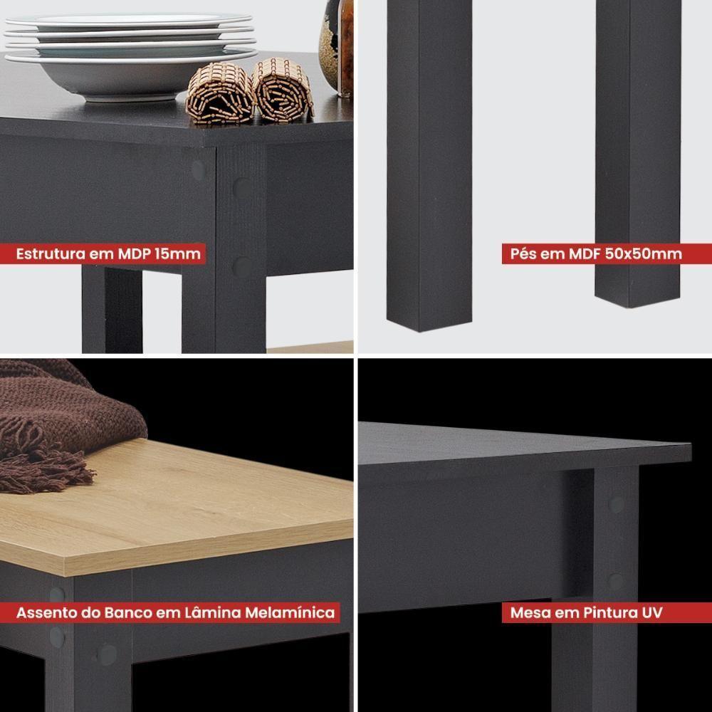 Mesa De Jantar Ditália 2bancos Ja-220+ja-225 Cor:preto Preto - 4
