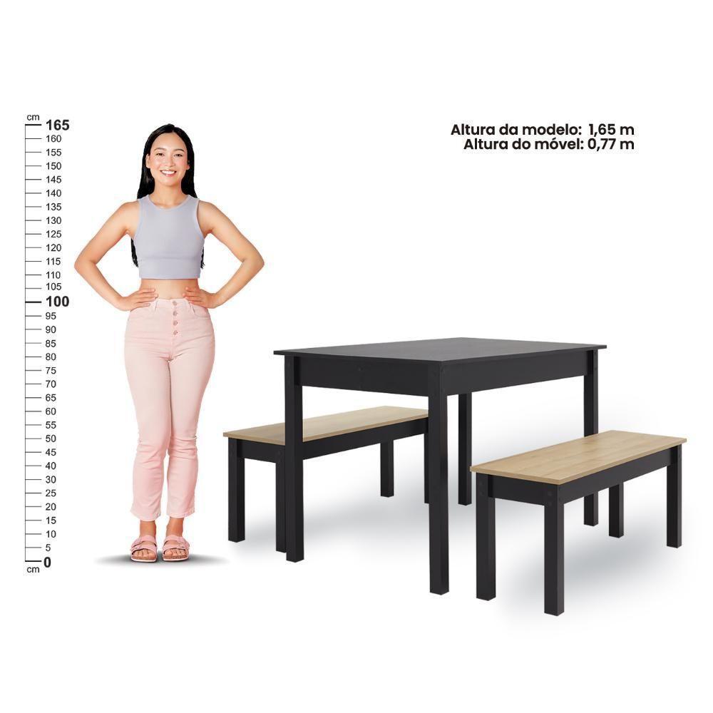 Mesa De Jantar Ditália 2bancos Ja-220+ja-225 Cor:preto Preto - 5