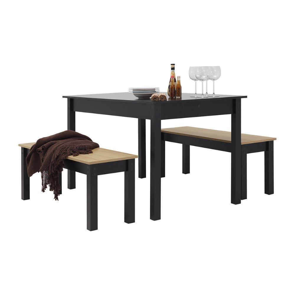Mesa De Jantar Ditália 2bancos Ja-220+ja-225 Cor:preto Preto - 8