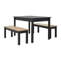 Mesa De Jantar Ditália 2bancos Ja-220+ja-225 Cor:preto Preto - 1