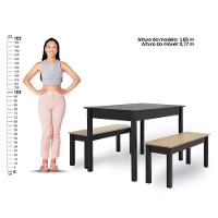 Mesa De Jantar Ditália 2bancos Ja-220+ja-225 Cor:preto Preto - 5
