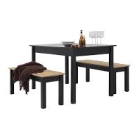 Mesa De Jantar Ditália 2bancos Ja-220+ja-225 Cor:preto Preto - 8