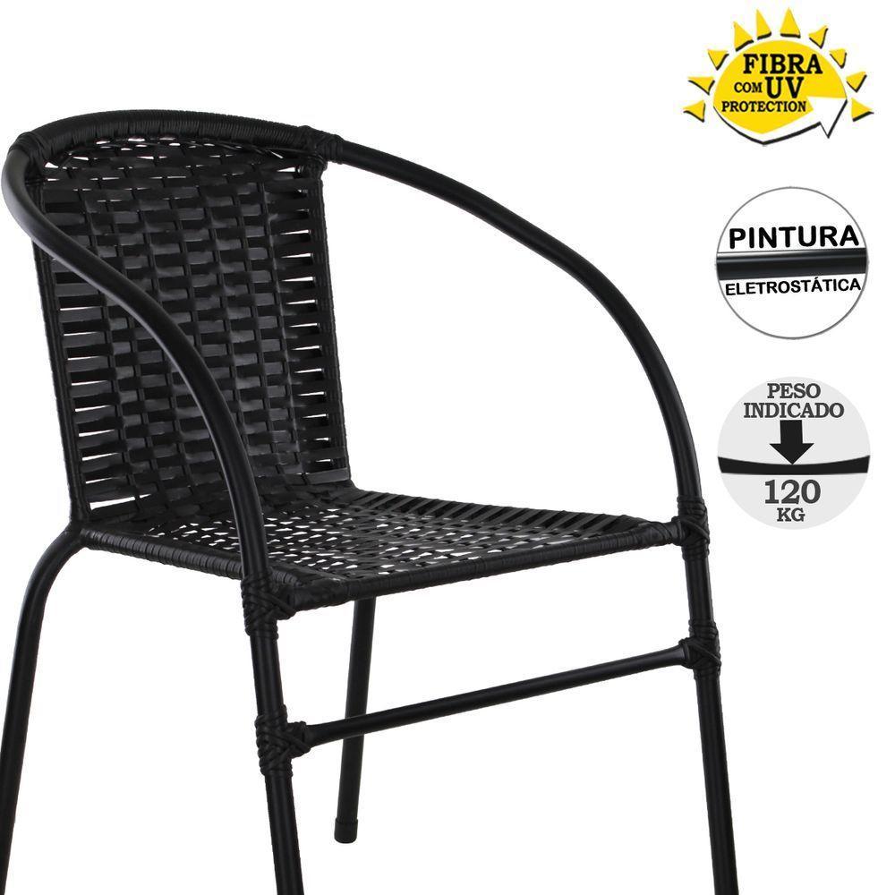 Conjunto De Mesa Com Tampo 4 Cadeiras Happy Hour Empilhável Preta - 6