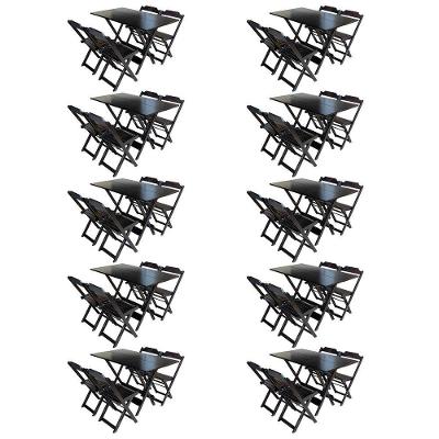 Kit 10 Jogos De Mesa Com 4 Cadeiras De Madeira Dobravel 120X70 - Marrom - Marrom