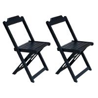 Conjunto De Mesa Dobravel Com 2 Cadeiras De Madeira 70X70 - Preto - Marrom - 4