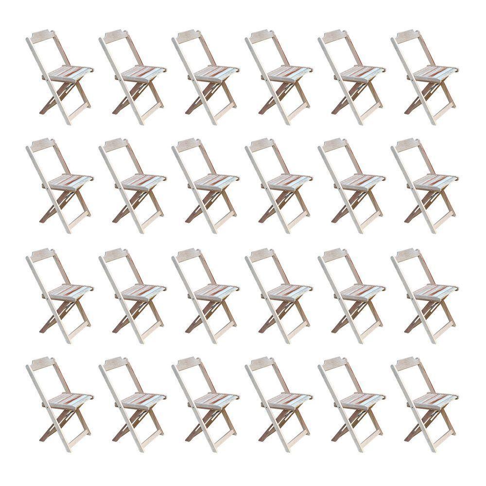 Kit 6 Conjuntos De Mesa Com 4 Cadeiras De Madeira Dobravel 120X70 Sem Pintura/Crua - Marrom - 4