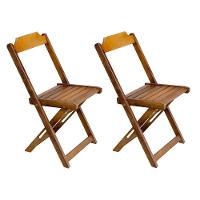 Conjunto De Mesa Dobravel Com 2 Cadeiras De Madeira 70X70 Pratica - Mel - Amarelo - 6