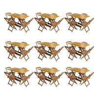 Kit 9 Jogos De Mesa Dobravel Com 4 Cadeiras De Madeira 120X70 Para Restaurante E Bar - Mel - 1