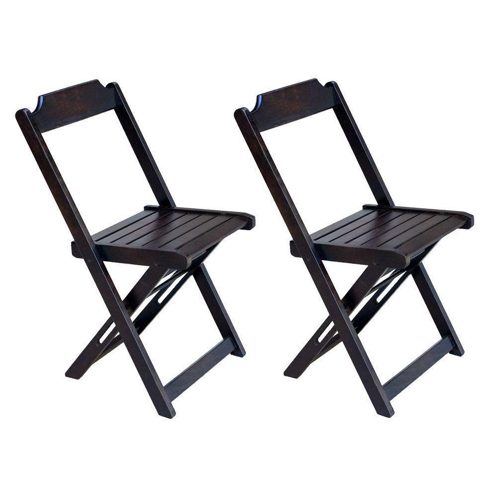 Jogo De Mesa Dobravel Com 2 Cadeiras De Madeira 70X70 Pratica - Tabaco - Marrom - 4