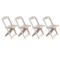 Jogo De Mesa Dobrável 1,20X70 Em Madeira Padrão C/04 Cadeiras Crua - Marrom - 7