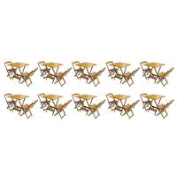 Kit 10 Jogos De Mesa Dobravel Com 2 Cadeiras De Madeira 70X70 - Mel - Amarelo - 1