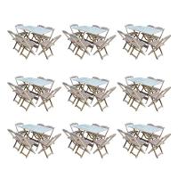 Kit 9 Conjuntos De Mesa Dobravel Com 6 Cadeiras De Madeira 120X70 Para Restaurante E Bar- Sem Pintur - 1