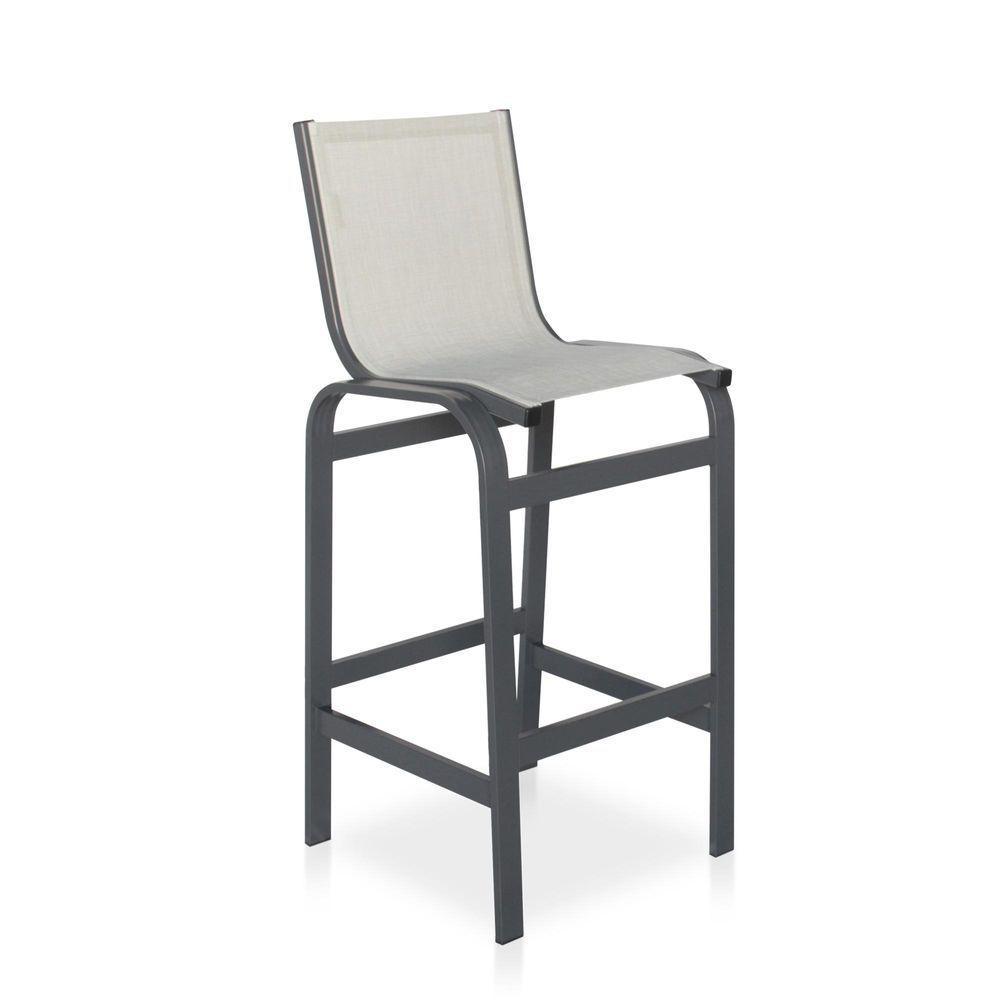 Banqueta Alta Para Balcão, Mesa Bistrô, área Externa - Grafite E Tela Cinza - 1