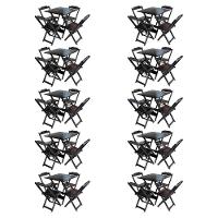 Kit 10 Jogos De Mesa Com 4 Cadeiras De Madeira Dobravel 60X60 - Marrom - Marrom - 1