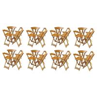 Kit 8 Jogos De Mesa Bistrô De Madeira Dobrável Com 3 Banquetas - Mel - 1