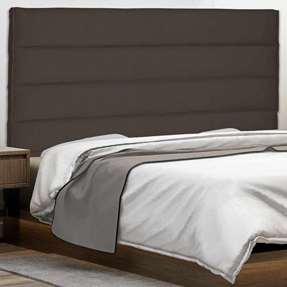 Cabeceira Estofada Box Casal King Size 195cm Suede Café - 4