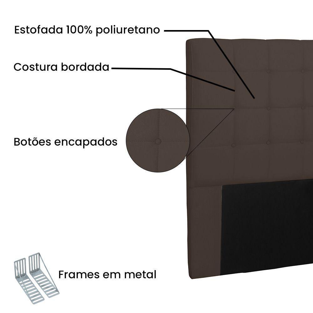 Cabeceira Estofada Box Casal King Size 195cm Suede Café - 3