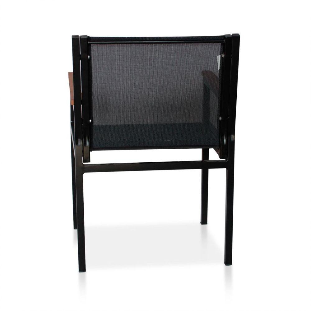 Cadeira De Alumínio Em Tela Sling Sem Braço - Preto - 2