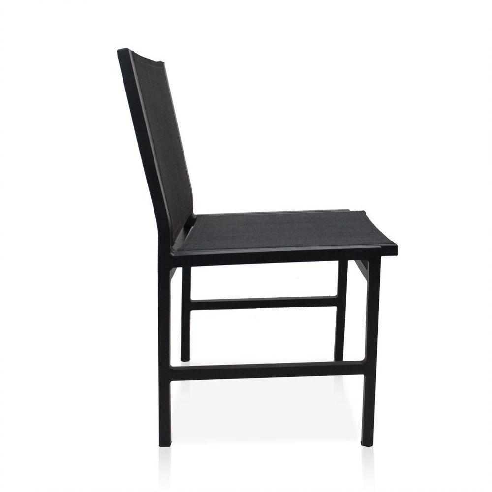 Cadeira De Alumínio Em Tela Sling Sem Braço - Preto - 3