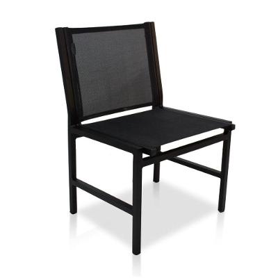 Cadeira De Alumínio Em Tela Sling Sem Braço - Preto