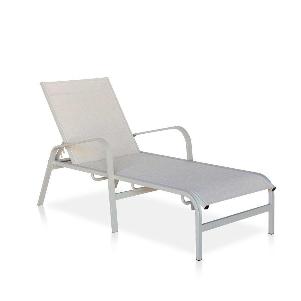 Espreguiçadeira Para Piscina, área Externa, Jardim, - Cinza E Tela Sling Cinza - 1