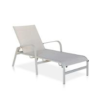 Espreguiçadeira Para Piscina, área Externa, Jardim, - Cinza E Tela Sling Cinza - 1