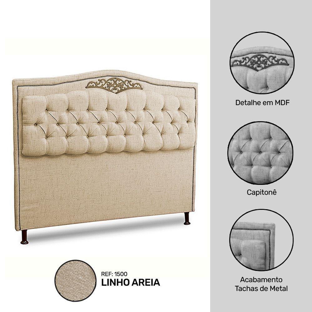 Cabeceira Estofada Box Casal King Size 195cm Linho Areia - 4