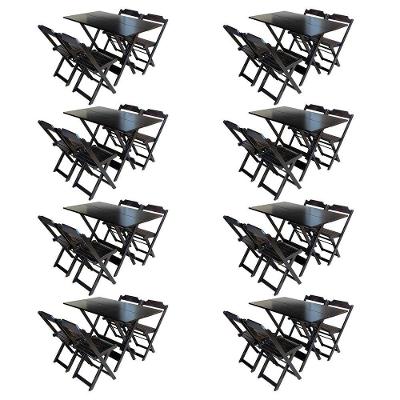 Kit 8 Conjuntos De Mesa Com 4 Cadeiras De Madeira Dobravel 120X70 Marrom - Marrom