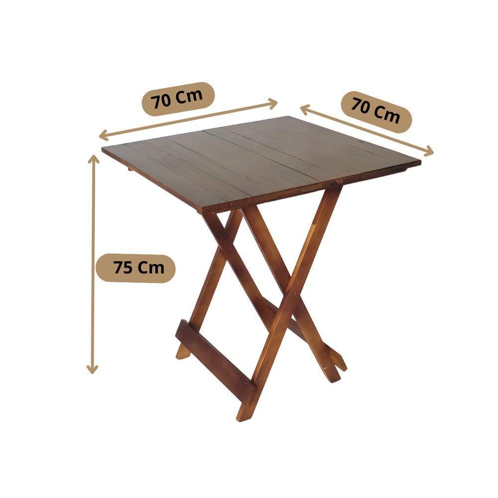 Mesa Dobrável 70x70 Com 4 Cadeiras De Madeira Dobrável Retrátil Imbuia - 7