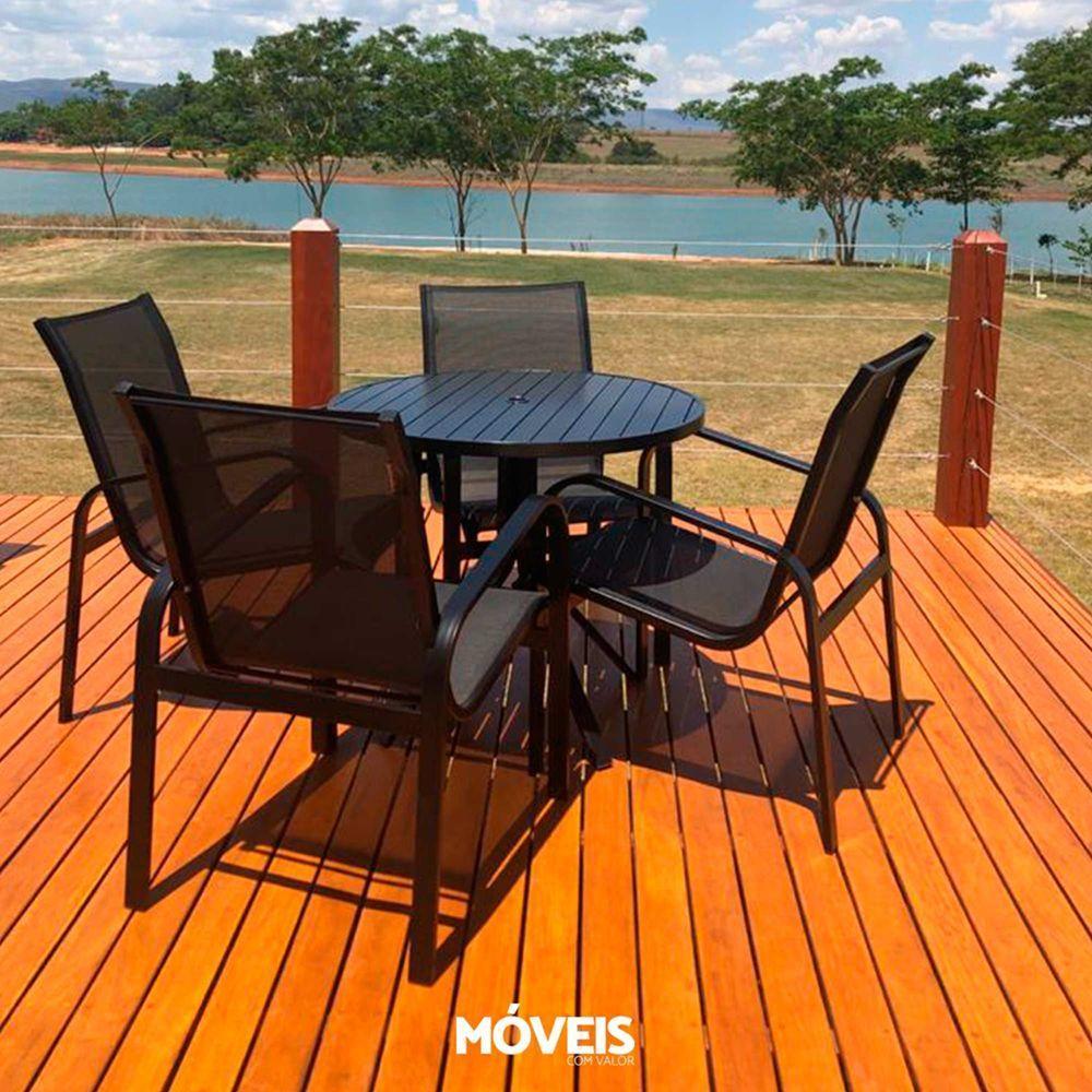 Conjunto 4 Cadeiras Para , área Externa, Gourmet E Jardim - Preto Em Tela Sling Preto - 2