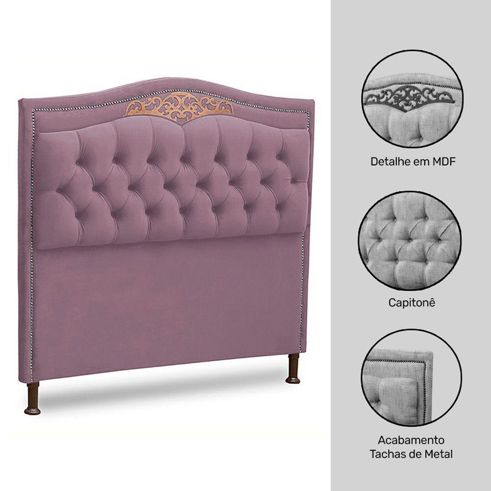 Cabeceira Estofada Box Casal King Size Belize 195cm Rosê - 3