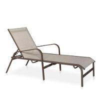 Espreguiçadeira Para Piscina, área Externa, Jardim, - Marrom E Tela Sling Café Com Leite - 1