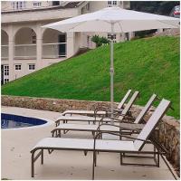 Espreguiçadeira Para Piscina, área Externa, Jardim, - Marrom E Tela Sling Café Com Leite - 2