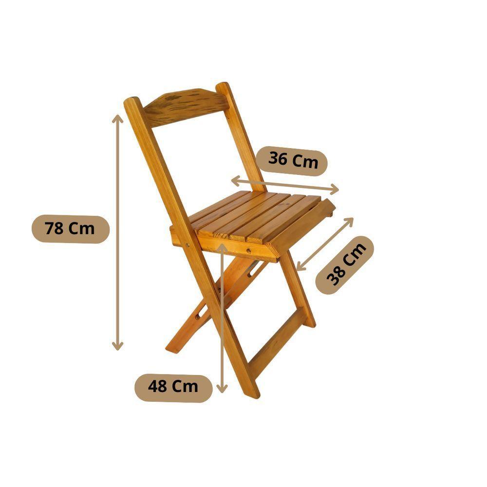 Mesa Dobrável 70x70 Com 4 Cadeiras De Madeira Dobrável Retrátil Mel - 6