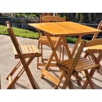 Mesa Dobrável 70x70 Com 4 Cadeiras De Madeira Dobrável Retrátil Mel