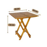 Mesa Dobrável 70x70 Com 4 Cadeiras De Madeira Dobrável Retrátil Mel - 5