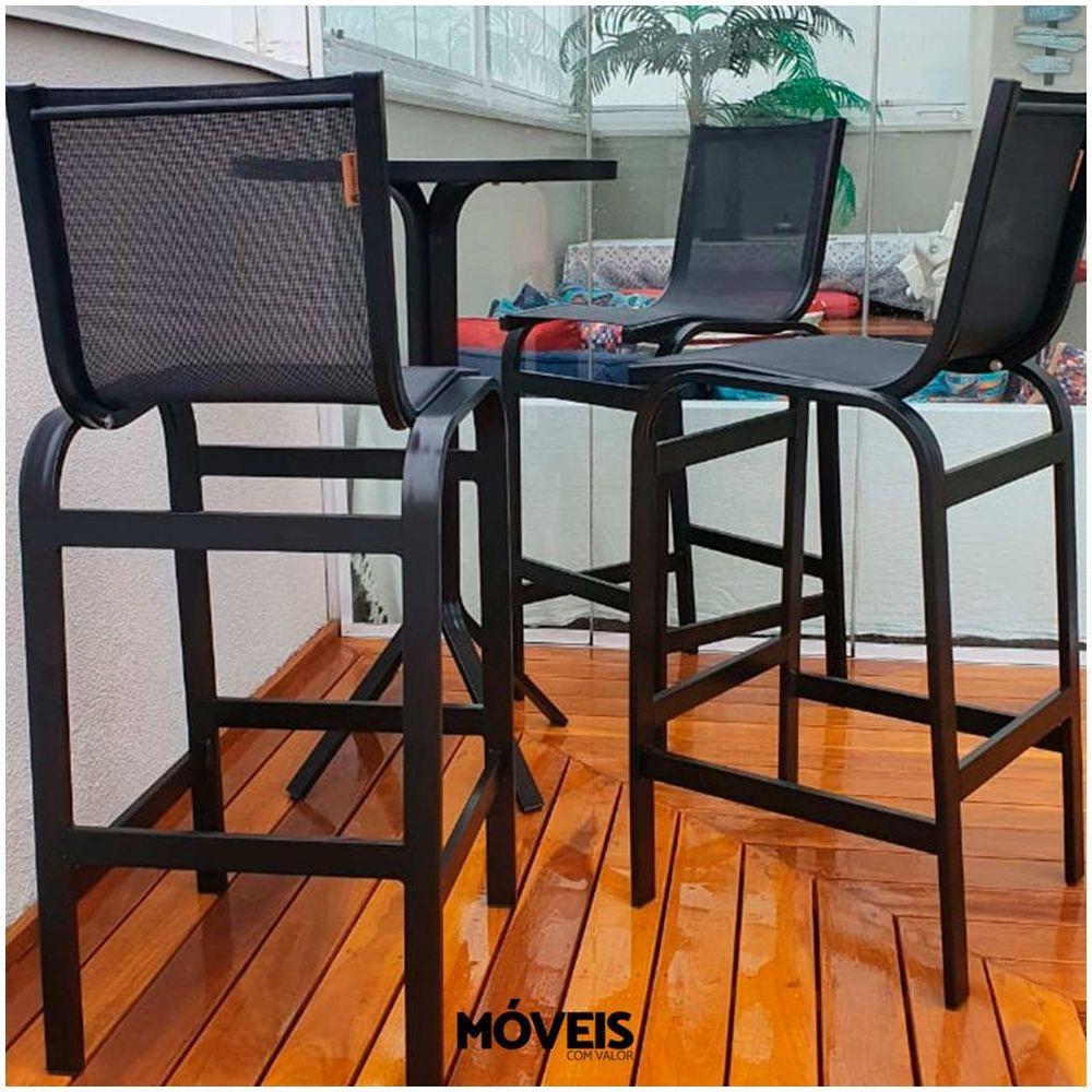 Conjunto Mesa Bistrô Com 4 Banquetas Para área Externa - Preto - 4