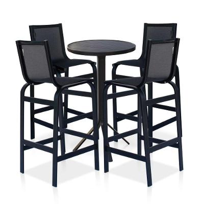 Conjunto Mesa Bistrô Com 4 Banquetas Para área Externa - Preto